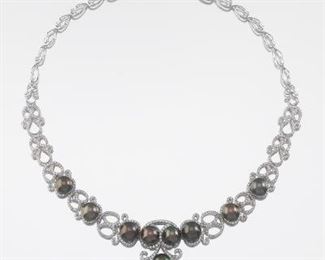  Tahitian Pearl and Diamond Necklace 