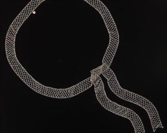 18k Gold Lattice Ribbon Necklace 