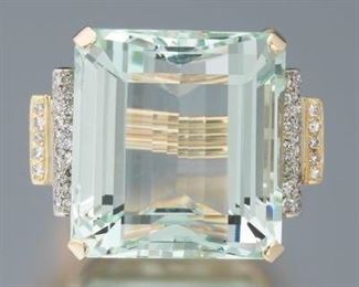 A Huge 71 Carat Aquamarine and Diamond Ring 