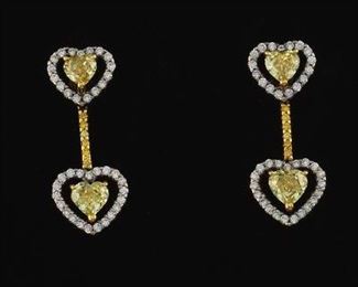 A Pair of Diamond Heart Earrings 