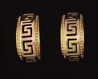 A Pair of Gold Greek Key Earrings 