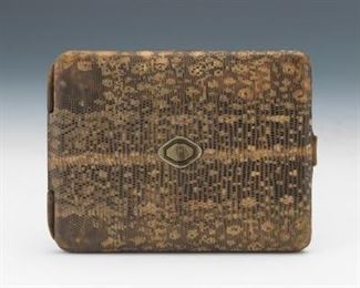 Art Deco Gold and Snake Skin Card Case 