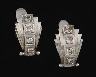 Art Deco Gold and Diamond Earrings 