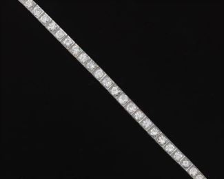 Art Deco Platinum and Diamond Straightline Bracelet 