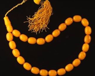 Butterscotch Bakelite Bead Necklace with Tassel 