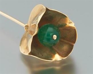 Cartier Gold and Chrysoprase Hat Pin 