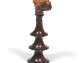 Carved Wood Cane Handle in the Form of a Dog