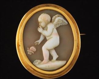 Carved Shell Cameo in a Gold Frame 