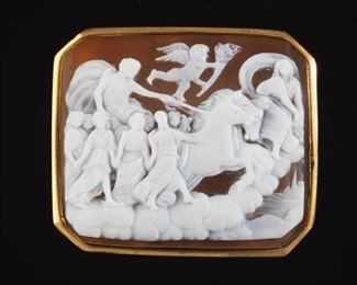 Carved Shell Cameo in Gold Frame 