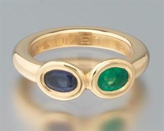Chaumet Paris Gold, Blue Sapphire and Emerald Eternity Ring 