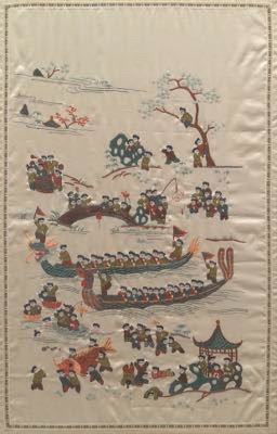 Chinese Large Framed Hundred Boys Silk Embroidery 