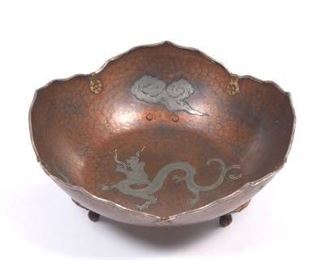 Chinese Mixed Metals Dragon Bowl, Qing Dynasty, Xianfeng Marks