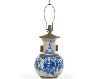 Chinese Polychromed Porcelain Vase Table Lamp