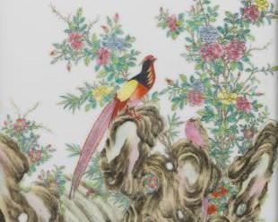 Chinese Porcelain Famille Rose Plaque in Wooden Frame