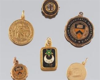 Collegiate Pins and Pendants from Brown University, Princeton and Vassar College 