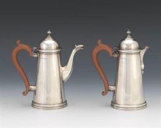 English Sterling Hot Chocolate and Coffee Pots 
