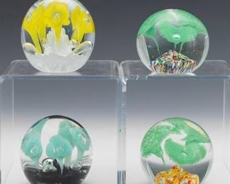 Four Flower Paperweights