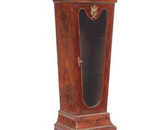 French Empire Style Marquetry Vitrine on Pedestal with Marble Top 
