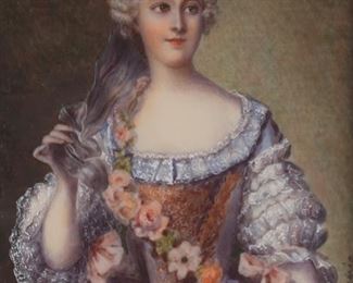 French Miniature Portrait of Madame Sophie of France, after JeanMarc Nattier, ca. 19th Century 
