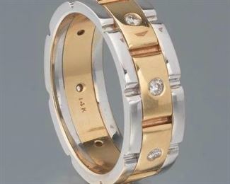 Gentlemens Rolex Style TwoTone Gold and Diamond Band 