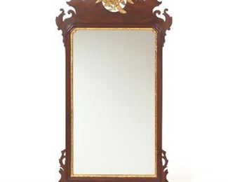 George III Style Mahogany Parcel Gilt Eagle Crest Mirror