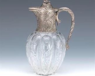 German 800 Silver and Glass Claret Jug