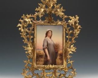 German Porcelain Plaque of Ruth after Charles Landelle, ca. 19th Century 