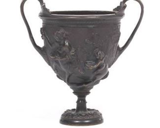 Grand Tour Neoclassical Bronze Kantharos Cup with Flower Frog, after Antiquity, ca. 19th Century 