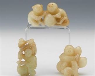 Group of Chinese Jade Carvings of Boys 