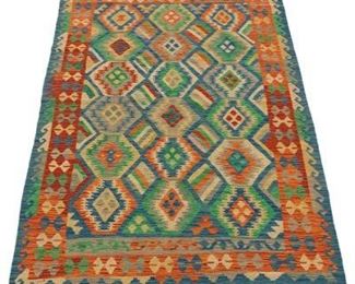 Hand Knotted Kilim Psychedelic Carpet 