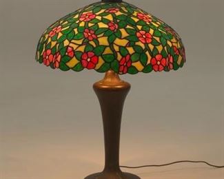 Handel Base with Chicago Mosaic Style Leaded Glass Lamp 