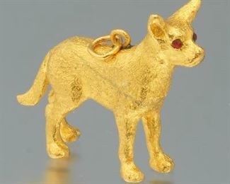 High Karat Gold Dog Pendant 