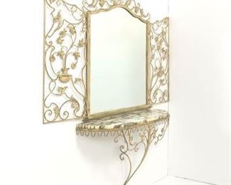 Italian Marble Console Table and Mirror