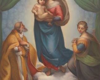 KPM Porcelain Plaque in Gilt Wood Frame after Raphaels The Sistine Madonna 