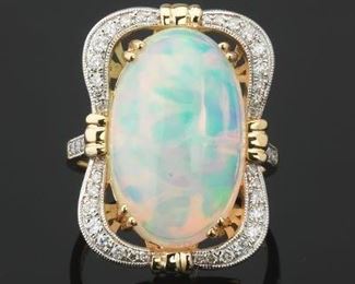 Ladies 8.90 Carat Opal and Diamond Ring 