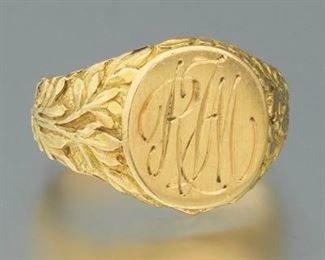 Ladies 18k Gold Signet Ring, Monogrammed 