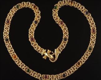Ladies 30 Inch 18k Gold Belt with Gemstones 
