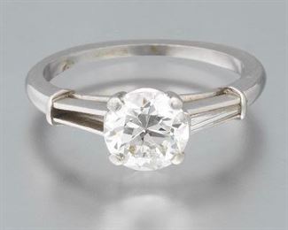 Ladies Art Deco Platinum and Diamond Solitaire Ring 