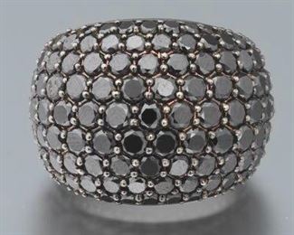 Ladies Black Diamond Domed Ring 