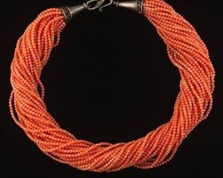 Ladies Coral Torsade Necklace 