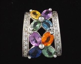 Ladies Diamond and Sapphire Pendant 