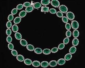 Ladies Emerald and Diamond Necklace 