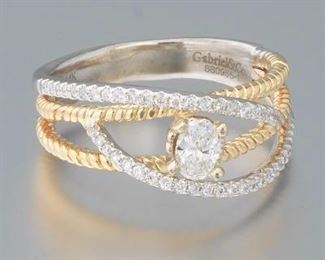 Ladies Gabriel  Co. TwoTone Gold and Diamond Ring 