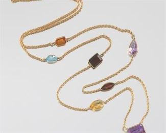 Ladies Gemstone and Gold Necklace 