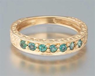 Ladies Gold and Blue Green Topaz Band 
