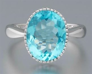Ladies Gold and Blue Topaz Ring 