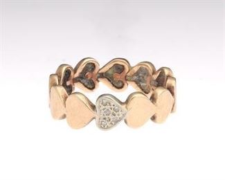 Ladies Gold and Diamond Heart Band