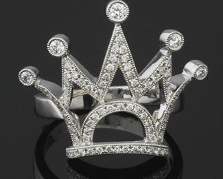Ladies Gold and Diamond Tiara Ring 
