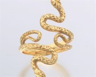 Ladies Gold Double Serpent Flexible Ring 