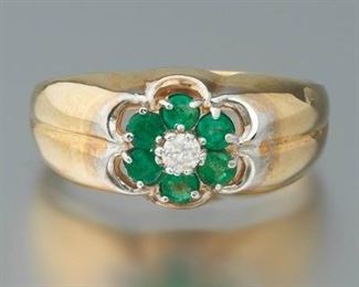 Ladies Gold, Emerald and Diamond Ring, AJA Report 